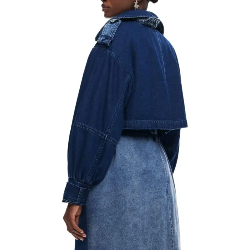 Desigual Trench Coat Women's Blue-4