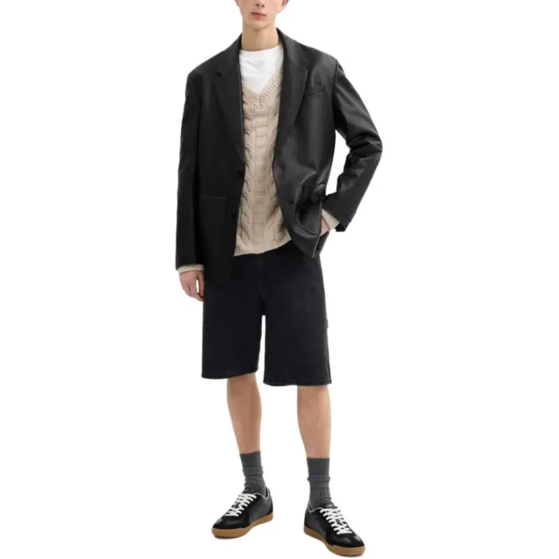 COACH Leather Jacket Men's Black-1