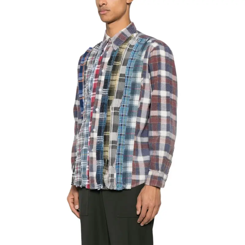 Needles Flannel Shirt Ribbon Wide Reflection Shirt-2
