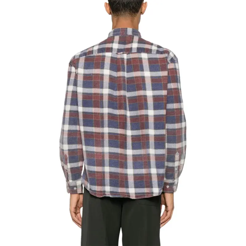Needles Flannel Shirt Ribbon Wide Reflection Shirt-3