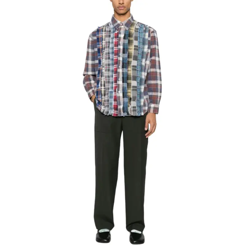 Needles Flannel Shirt Ribbon Wide Reflection Shirt-1
