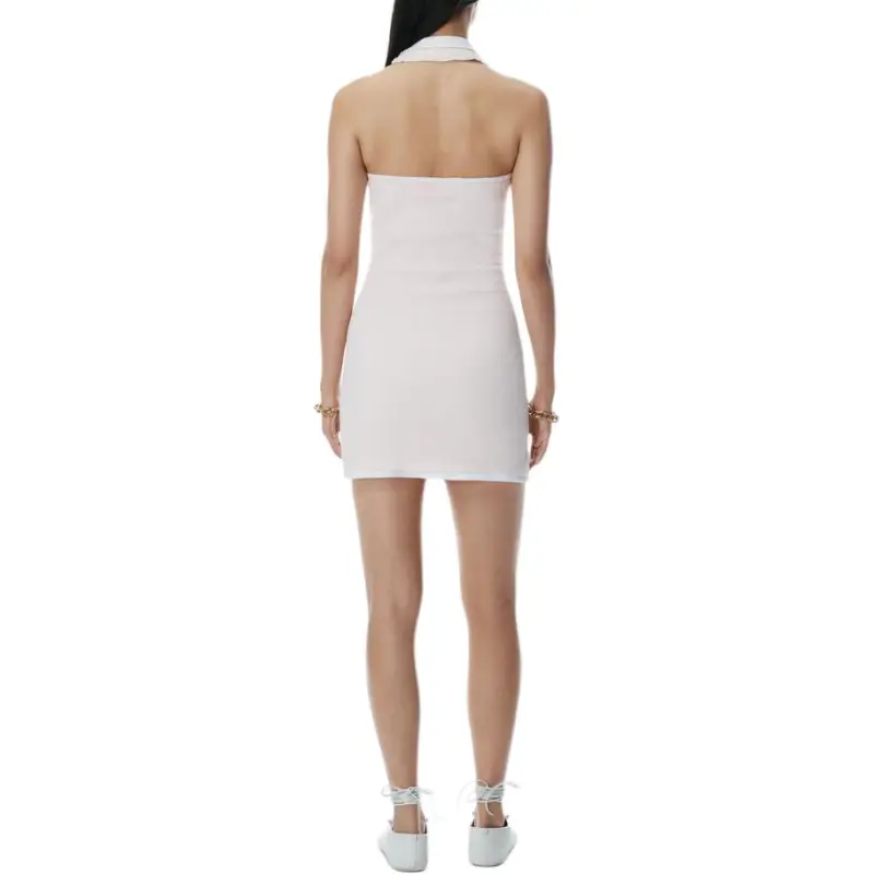 T By Alexander Wang Layered Polo Mini Halter Dress Pink/White-3
