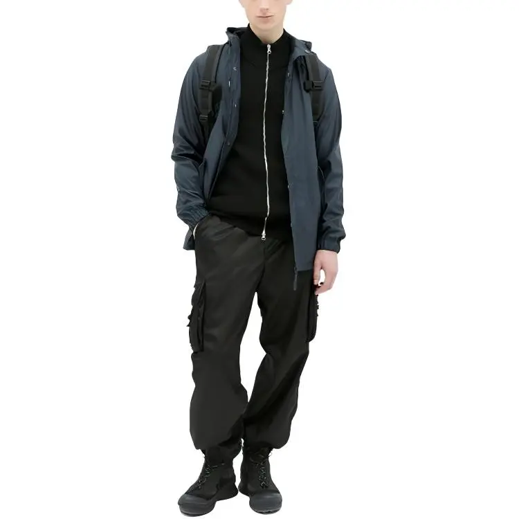 Rains Long Sleeved Drawstring Hooded Coat-3