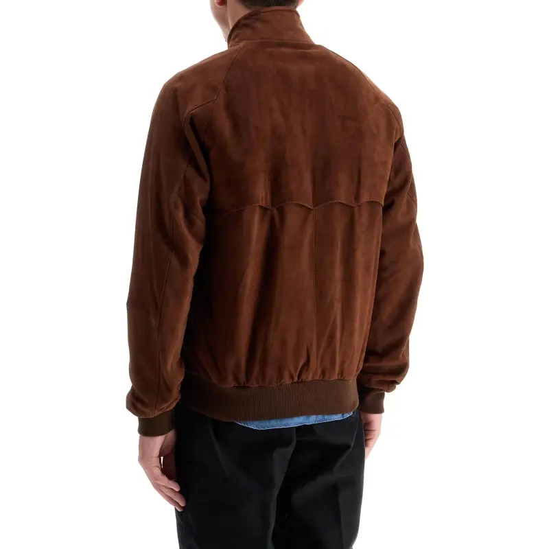 BARACUTA G9 Harrington Panelled Suede Jacket-3