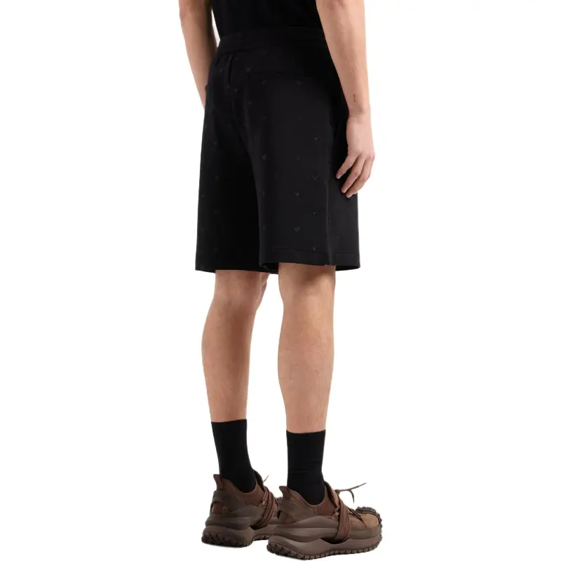 EMPORIO ARMANI Double Jersey Bermuda Shorts With All over Micro Eagle Embroidery-3
