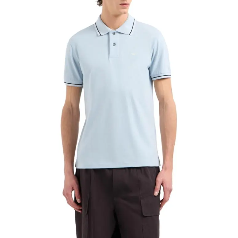 EMPORIO ARMANI Slim fit Stretch Piqué Polo Shirt With Micro Eagle-2