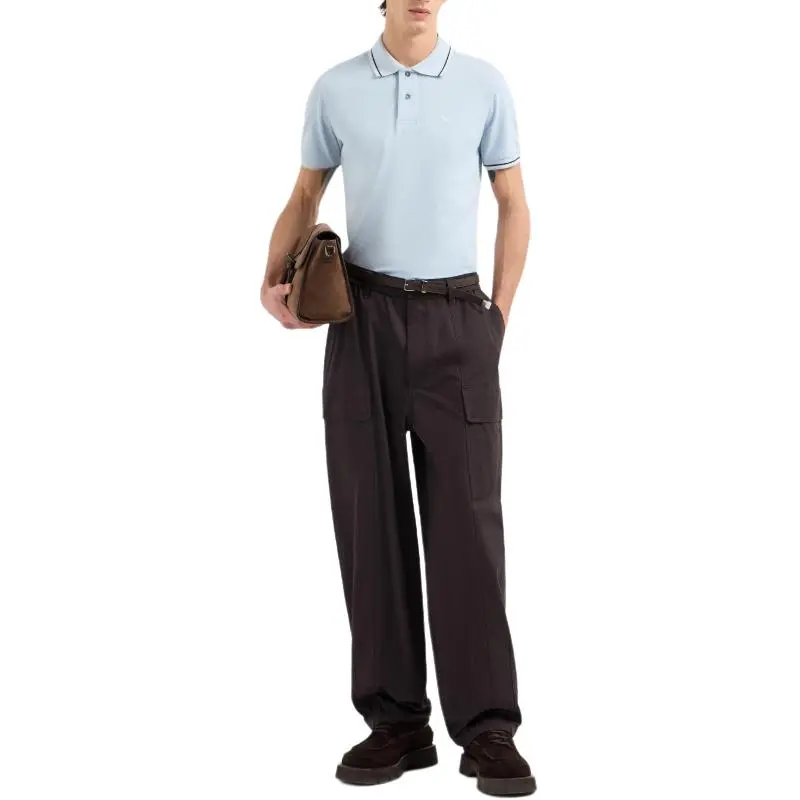 EMPORIO ARMANI Slim fit Stretch Piqué Polo Shirt With Micro Eagle-1