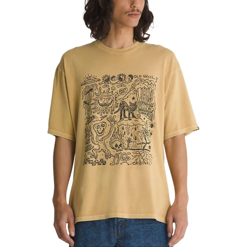 Vans Skool Doodle T Shirt T Shirt Men's Khaki-2