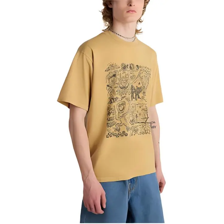 Vans Skool Doodle T Shirt T Shirt Men's Khaki-3