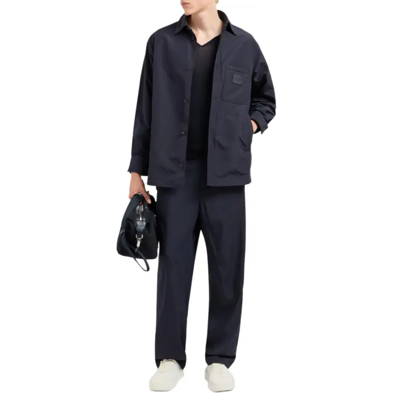EMPORIO ARMANI Nylon Shirt Jacket With Patch Pocket And Logo Patch-1