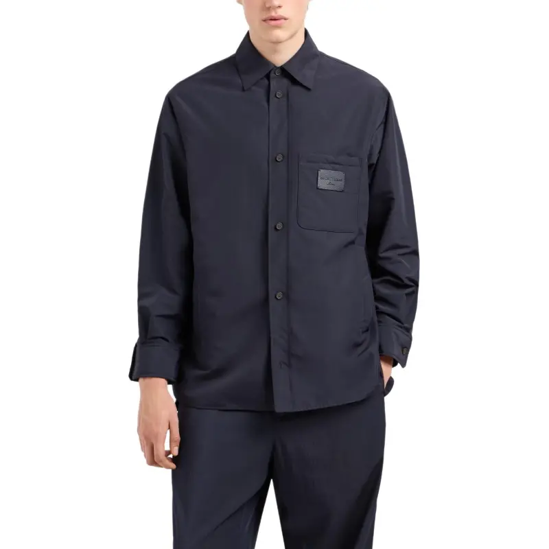 EMPORIO ARMANI Nylon Shirt Jacket With Patch Pocket And Logo Patch-3