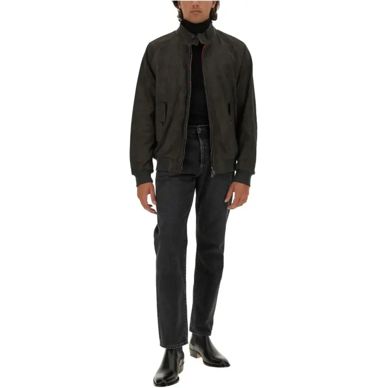 BARACUTA G9 Harrington Panelled Suede Jacket-4