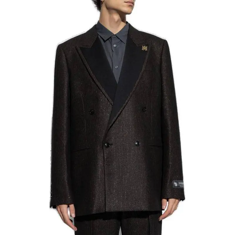 AMIRI Lurex Striped Double Breasted Blazer-2