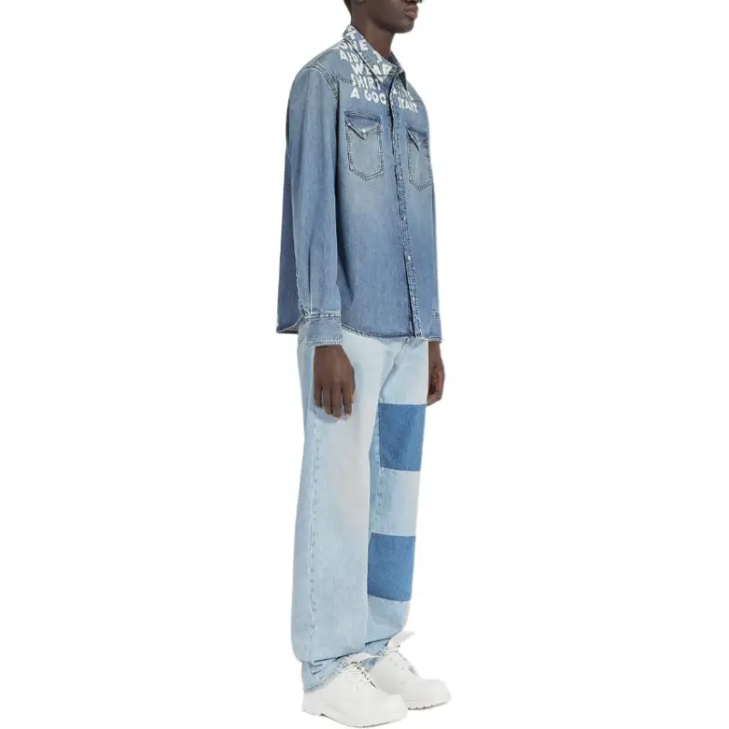 MM6 Maison Margiela Slogan print Denim Shirt-2