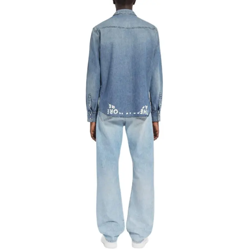 MM6 Maison Margiela Slogan print Denim Shirt-3