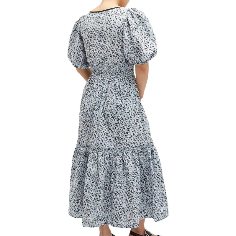 GANNI Floral Printed Long Smock Dress-4