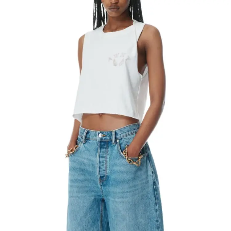 T By Alexander Wang Graphic Twisted Muscle Tank Top White-3