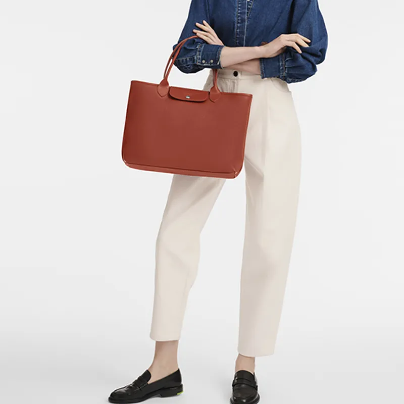 LONGCHAMP Le Pliage City Coated Canvas With Leather One Shoulder Handbags Women's Orange-4