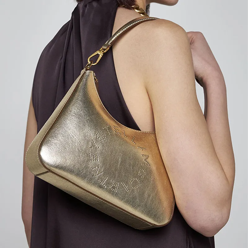 Stella McCartney Logo Detailed Metallic Shoulder Bag-3