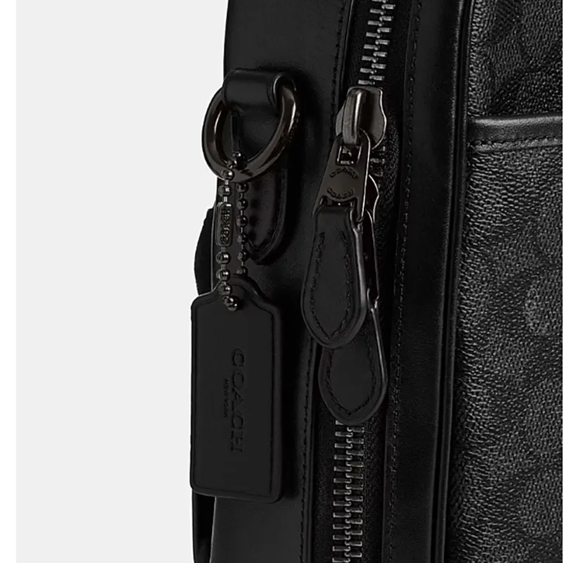 COACH Charter Canvas With Leather Briefcase, Handbag, Shoulder Bag, Crossbody Bag Tubas Men's Black-4