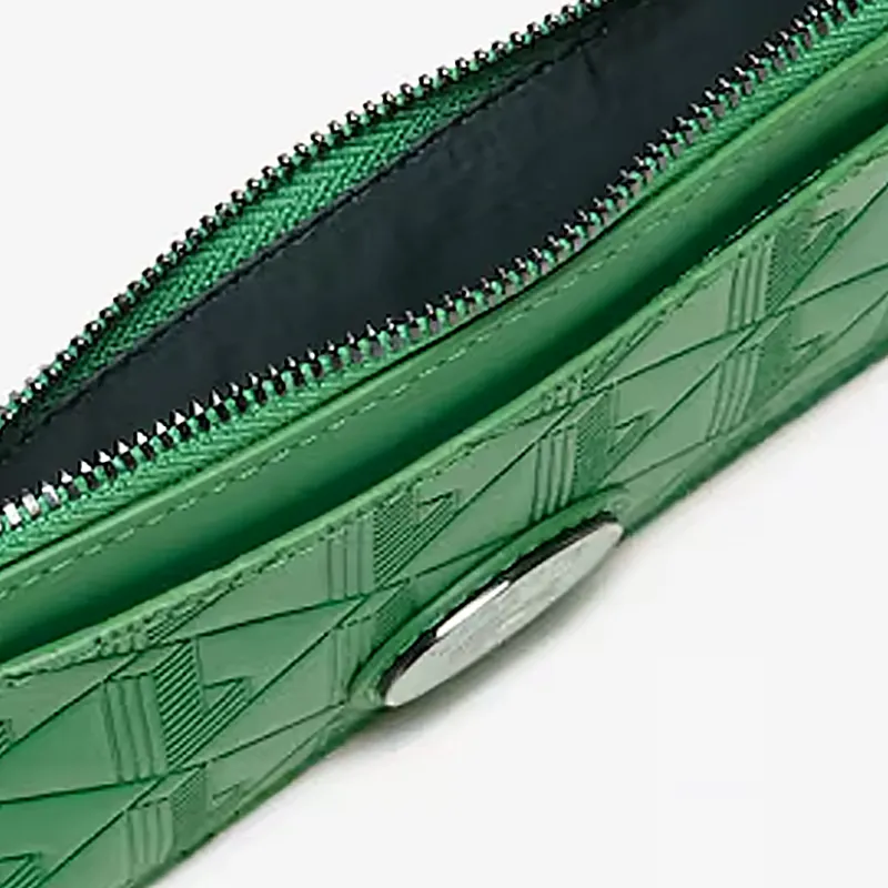 LACOSTE Split Cow Leather Wallet Men's Green-3
