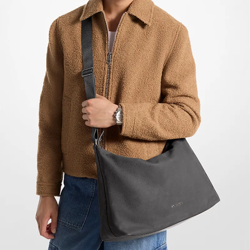 MICHAEL KORS Hudson Suede Vagabond Bag Crossbody Bag Shoulder Bag Men's Stone Gray-2