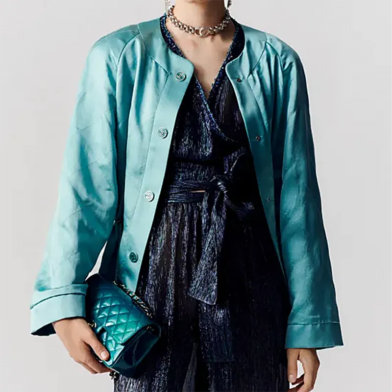CHANEL Calf Patent Leather Flap Bag, Shoulder Bag, Crossbody Bag Mini Women's Green/Blue-4