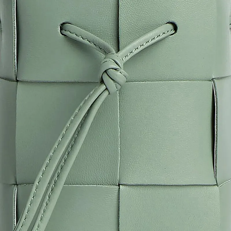 Bottega Veneta CASSETTE Sheepskin Bucket Bag, Shoulder Bag Women's Sage Green-4