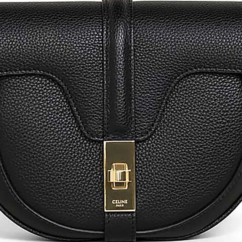 CELINE Besace16 Grain Calfskin Crossbody Bag, Shoulder Bag Small Size Women's Black-3
