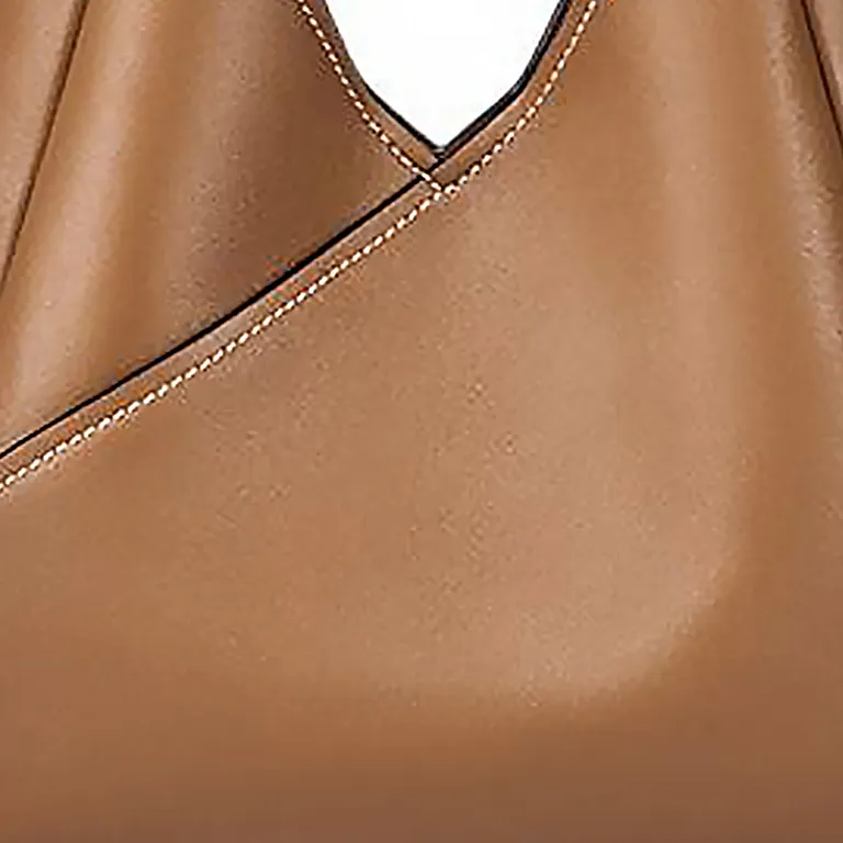 DISSONA Cow Leather Handbag, Shoulder Bag Small Size Women's Brown-4