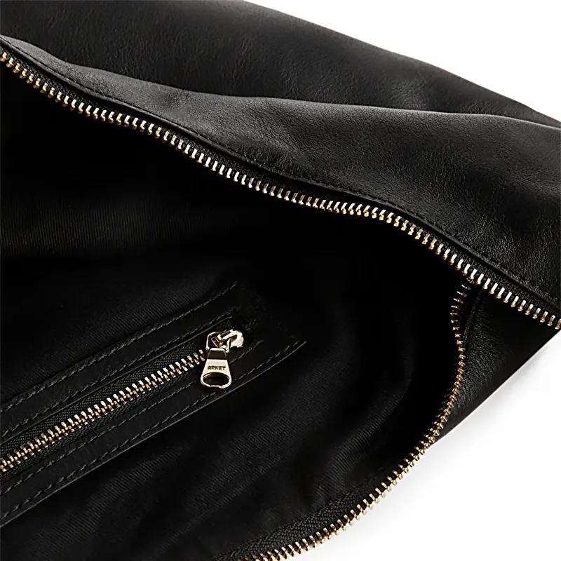 ARKET Cow Leather Split Cow Leather Shoulder Bag Medium Size Women's Black-3
