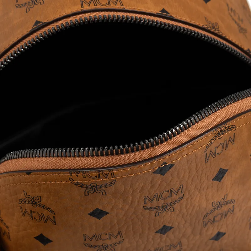 MCM Visetos Canvas Backpack Medium Size Women's Cognac Brandy-4