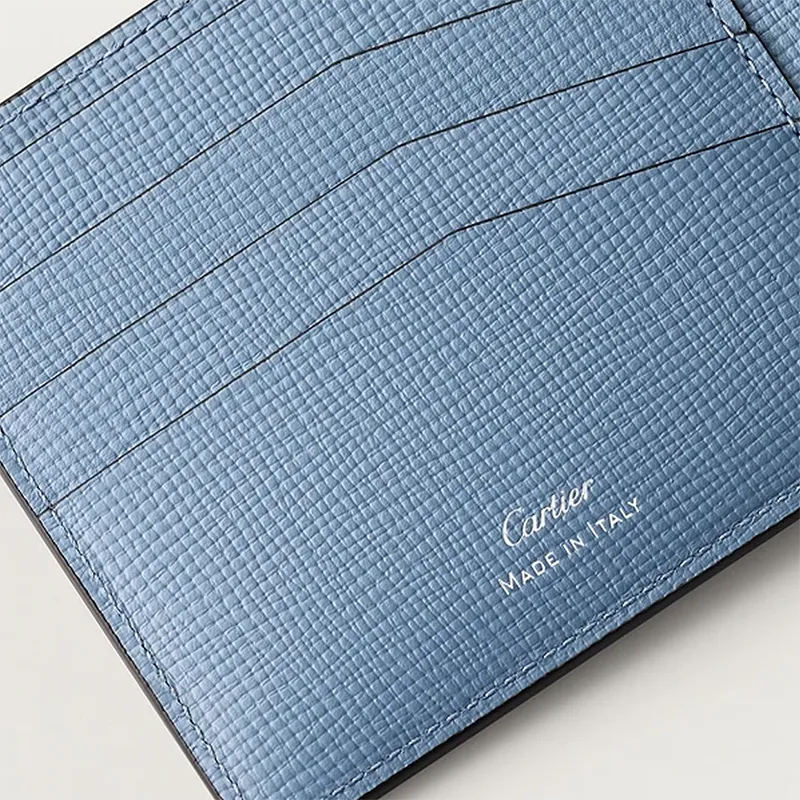 CARTIER Cow Leather Wallet Unisex Blue-4