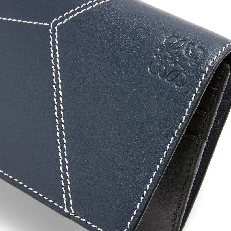 LOEWE Puzzle Smooth Cow Leather Wallet Men's Blue-4