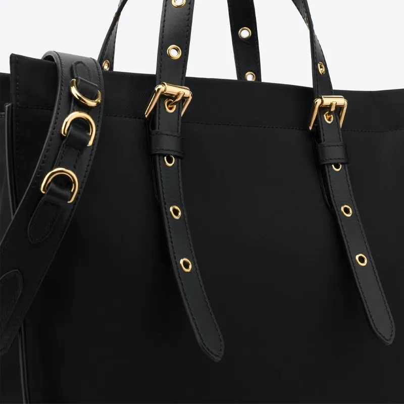 MOSCHINO Cotton Tote Bag Shopping Bag Handbag Shoulder Bag Women's Black-3