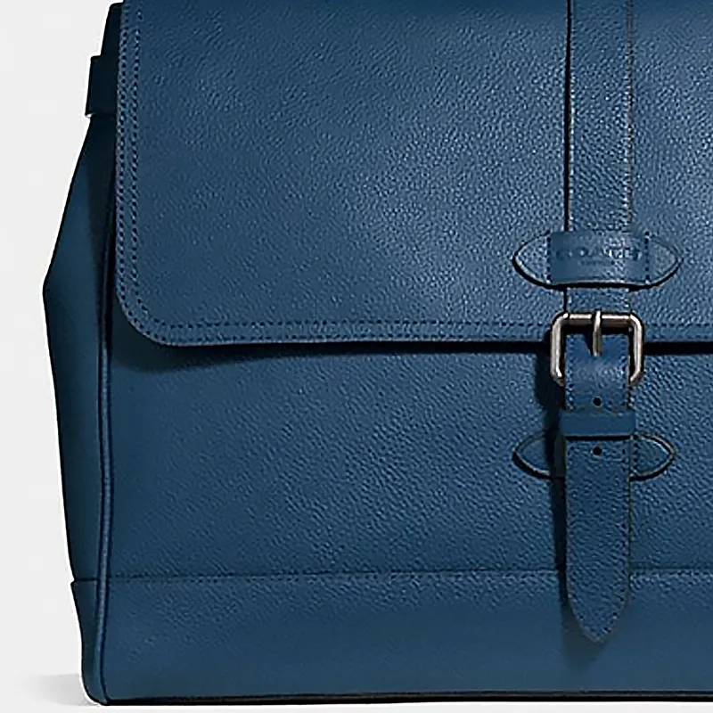 COACH Hudson Leather Snap Buckle Flap Laptop Bag Shoulder Bag, Crossbody Bag Men's Marine Blue-2