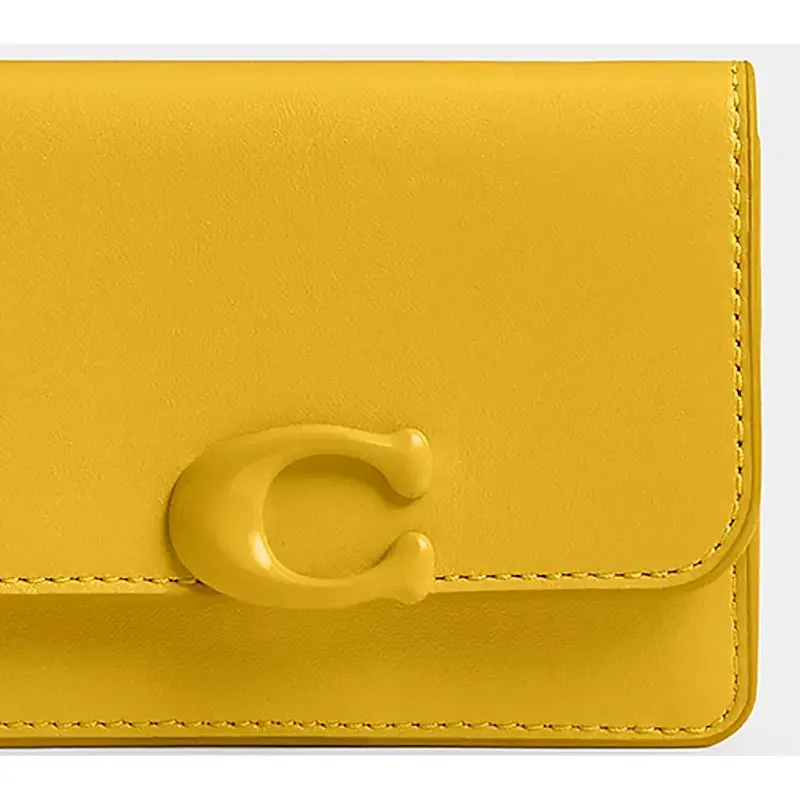 COACH Bandit Calfskin Wallet Mini Women's Canary Color-3