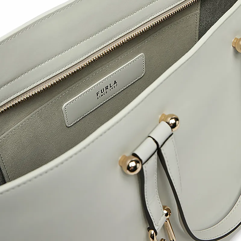 Furla Cow Leather Tote Bag Shopping Bag Shoulder Bag Handbag Large Size Women's White-4