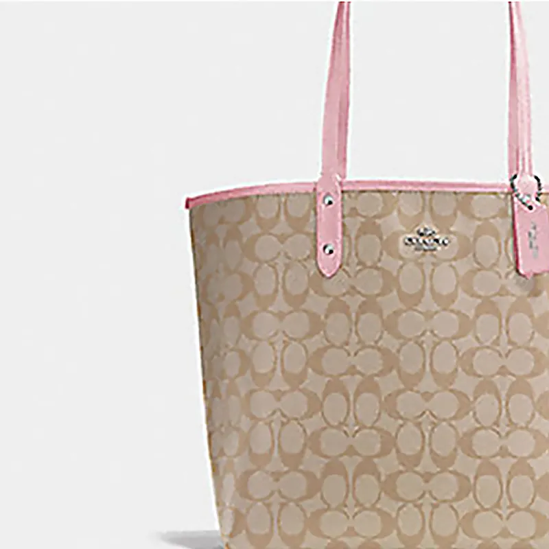 COACH City Canvas Portable Crossbody Bag, Shoulder Bag Tubas Women's Light Khaki & Light Pink-2