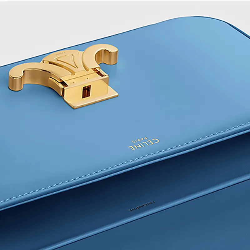 CELINE Triomphe Cow Leather Shoulder Bag Handbags Shoulder Bag Crossbody Bag Women's Sky Blue-3