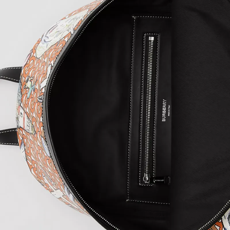 Burberry Cow Leather, Canvas Backpack Men's Multicolor-2