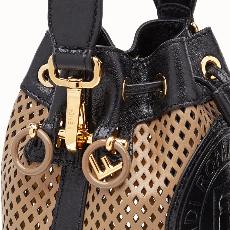 FENDI Mon Tresor Sheepskin Crossbody One Shoulder Handbags Mini Women's Brown/Black-4