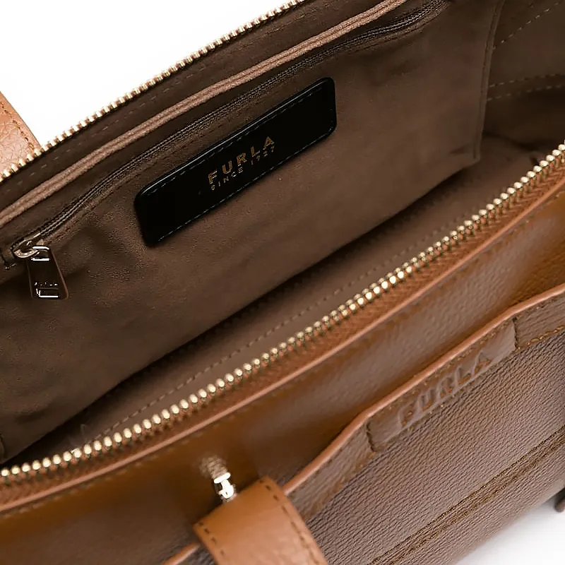 Furla Polyurethane Tote Bag Shopping Bag Shoulder Bag Handbag Medium Size Women's Brandy Brown-4