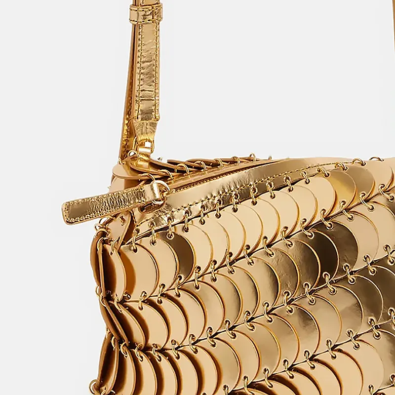 Paco Rabanne Leather Crossbody Bag, Shoulder Bag Women's Gold-3