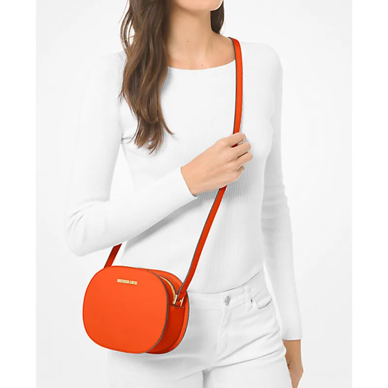 MICHAEL KORS Jet Set Travel Saffiano Leather Shoulder Bag Crossbody Bag Medium Size Women's Orange-4