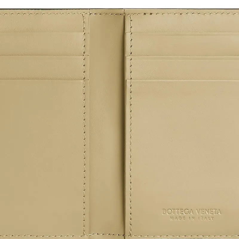Bottega Veneta CASSETTE Calfskin Card Holder Men's Cream & Khaki-4