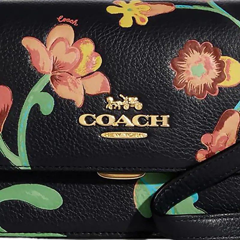 COACH Brynn Pebbled Leather Small Square Bag Shoulder Bag, Crossbody Bag Mini Women's Black-4