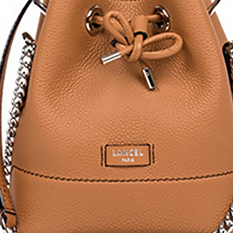 LANCEL Cow Leather Crossbody Bag Mini Women's Camel-4