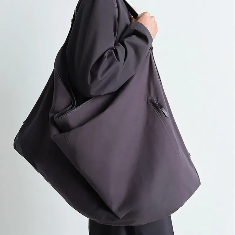 Lemaire Cotton Hobo Man Shoulder Bag Unisex Gray Black-4