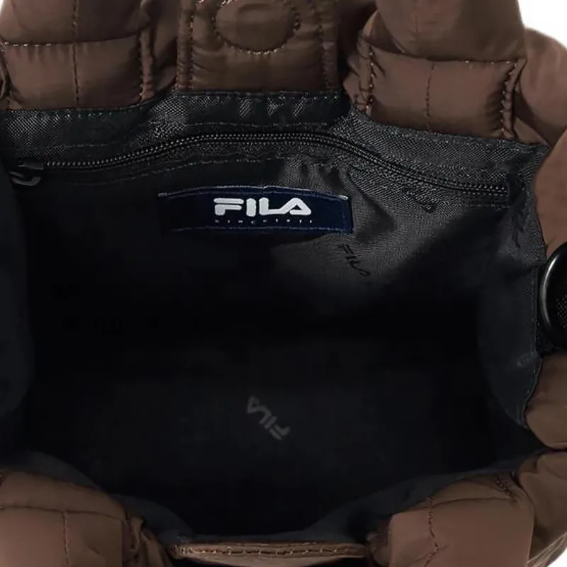 FILA Puffer Polyester Tote Bag Shopping Bag Shoulder Bag Handbag Mini Women's Brown-3